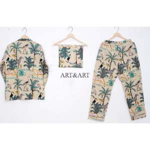 Conjunto de Pijama de Algodón con Estampado Floral para Mujer, Diseño Nuevo y Más Vendido, Disponible en Diferentes Tallas, de la India - Product Image 4