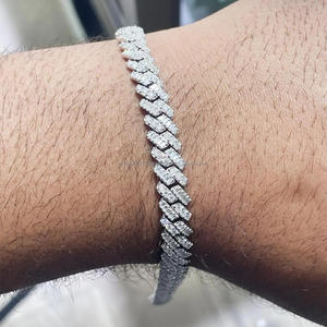 Luxury Fishbone Link Moissanite Bracelet with VVS D Color Stones Fully Iced Out Diamond Look Tennis Bracelet <b>for</b> <b>Men</b> and Women - Product Image 1