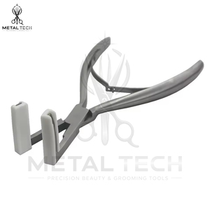 Pince à presser pour extensions de cheveux, double pack, cadre en métal argent satiné et noir mat, mâchoires en silicone blanc, outil de pose de bandes adhésives - Product Image 3