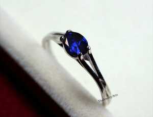 Bague Solitaire Ovale Délicate en Saphir Bleu Pierre de Naissance de Septembre pour Femme, en Argent Sterling Massif 925, pour Fiançailles, Promesse ou Cadeau - Product Image 6