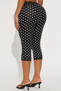 Leggings capri taille haute pour femmes avec bordure en dentelle, pantalon à cordon de serrage grande taille, style yoga - Product Image 3