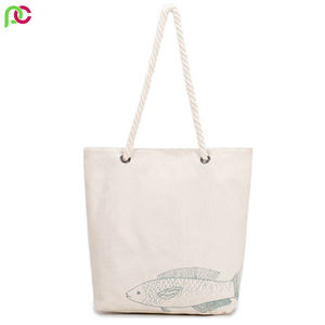 Personnalisé imprimé 100% coton dames plage sac fourre-tout taille Standard réutilisable écologique toile Calico sac à provisions - Product Image 4