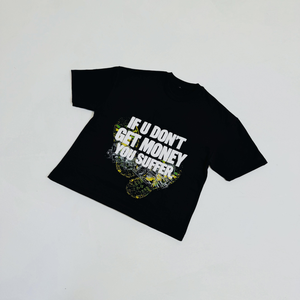 Camiseta Negra para Hombre Five B con Estampado de Dinero, Estilo Urbano, Manga Corta, Cuello Redondo, Corte Regular, Jersey de Algodón - Product Image 3