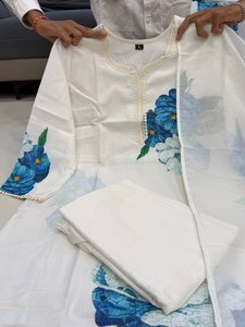 Ensemble Salwar Kameez en organza blanc épais avec dupatta brodé, tenue traditionnelle indienne pour mariage et fêtes, pour femmes, entièrement cousu - Product Image 2