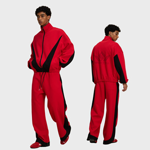 Conjunto Deportivo Unisex con Bloques de Color, Chaqueta con Cierre Completo y Pantalones Jogger, 380G Poliéster, Corte Holgado, Ropa Deportiva Informal para Otoño - Product Image 6