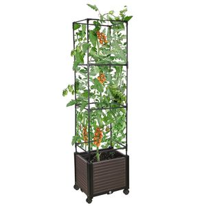 Jardinera vertical elevada de 62.99 pulgadas con riego automático, con ruedas y trellis para plantas trepadoras, para macetas y jardineras - Product Image 1