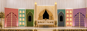 Paneles de Fondo Ligeros con Corte Láser, Tema Islámico, Elegantes, para Ceremonia Nikah, Arcos Metálicos Mehrab, Decoración de Escenario de Boda, Verde - Product Image 3