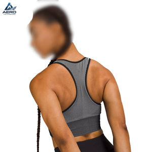 Ropa de yoga ecológica de color gris, el mejor proveedor, servicio OEM, ropa deportiva para gimnasio, sujetador de compresión de nailon y spandex. - Product Image 5
