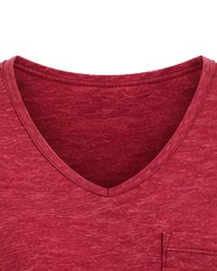 Custom <b>Red</b> V Neck Womens Casual T Shirt Short Sleeve Cotton Blend Soft Lightweight Pocket Tee Summer Comfortable Daily Wear - Product Image 4