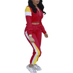 Custom Women Crop Windbreaker Tracksuit Set 2 1 Design Geometric Block Lightweight Breathable Quick Dry Gym Jogger <b>Suit</b> - Product Image 1