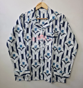 Premium Cotton Handblock Printed Floral Summer Pajama Set for Women Soft Breathable Quick Dry Long Sleeve Shirt and Trouser - Product Image 6