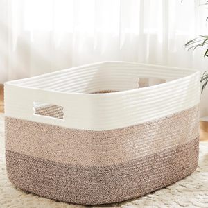 Cesta de Almacenamiento de Algodón, Gran Capacidad, Rectangular, Ecológica, Organizador para el Hogar, Venta al Por Mayor - Product Image 4