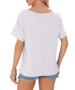 Camisetas de Lona de Alta Calidad para Mujer, Tallas Grandes, Cuello en V, Logotipo Personalizado, Diseño Moderno, Blusas Cómodas, Colores y Tallas Personalizables - Product Image 6