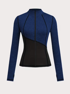 Women's Two Piece Sporty Yoga Fitness Set High Waist Stretch Leggings Breathable Full Sleeve Color Blocking Spandex/Cotton - Product Image 3