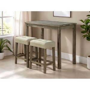 Set da Pranzo Moderno Transizionale Marrone 3 Pezzi: Tavolo con 2 Sgabelli e Sedie con Cuscini Trapuntati per Sala da Pranzo Contemporanea - Product Image 1