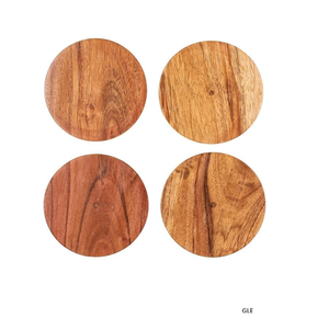 Classic Wooden Coaster Set With Polished Finish Perfect For Traditional Homes And Farmhouse Inspired Interior Spaces - Product Image 1