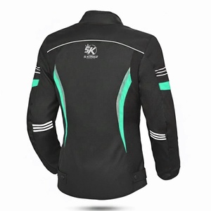 5 SPORTS <b>Women's</b> Full Sleeve Motorcycle <b>Jacket</b> 100% Polyester Black Green Color Block Breathable Waterproof <b>Racing</b> Wear - Product Image 2