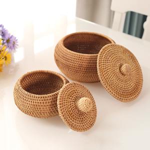 Caja de almacenamiento de ratán, estilo boho chic, cesta contenedora, la mejor oferta, cajas naturales con tapa. - Product Image 2