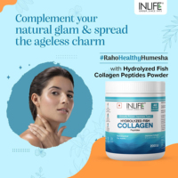 INLIFE Colágeno Marino Japonés en Polvo, Péptidos de Colágeno Hidrolizado, Proteína de Colágeno sin Sabor, Suplemento Dietético para Adultos, Paquete de 200g