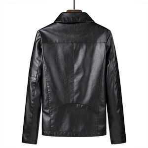 แจ็คเก็ตหนังมอเตอร์ไซค์แบบเรียบง่ายสำหรับฤดูหนาว สีพื้น ทรงเข้ารูป สั่งทำได้ คุณภาพสูง คอตั้ง แจ็คเก็ตหนังผู้ชายสำหรับฤดูหนาว - Product Image 2