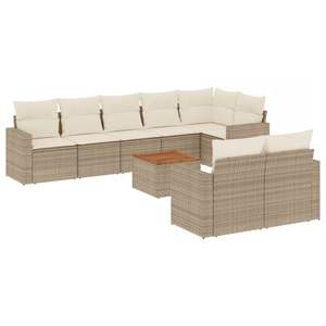 Grand ensemble de canapés de jardin modulaires en rotin PE beige, meubles de jardin modulaires confortables - Product Image 2