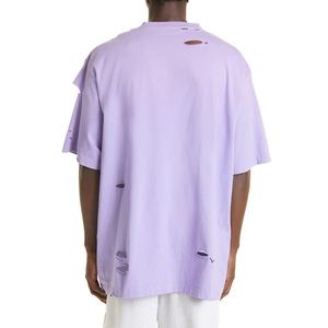เสื้อยืดคอกลมทรงหลวมสำหรับผู้ชาย ผ้าคอตตอนคุณภาพสูง พิมพ์โลโก้ OEM ได้ตามสั่ง แฟชั่นฤดูร้อน ทรงหนา - Product Image 3