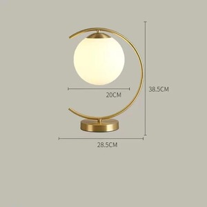 Modern Gold Metal Small Crescent Table Lamp with White <b>Glass</b> Globe LED Decorative Bedside Light for Bedroom - Product Image 2
