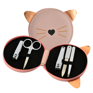 Cute Cat Shape Manicure Sets Include Nail Clippers Scissors Tweezers Nail <b>File</b> Portable Beauty Care Travel <b>Case</b> - Product Image 1