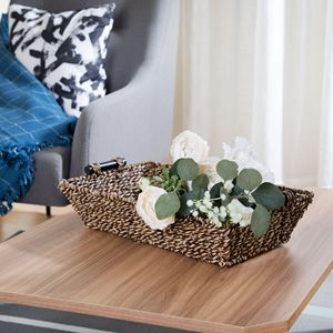 Rectangle <b>Seagrass</b> <b>Storage</b> <b>Basket</b> with Wood Handles 2-Pack 17.5L X 10W X 4H Inches for Kitchen Organization - Product Image 3