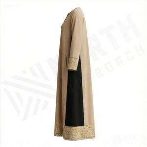 2025 OEM Kimono Abaya pour femmes musulmanes, en tissu polyester épais, doux et très extensible, col en V, manches longues, pour fêtes, Ramadan, mariages - Product Image 3