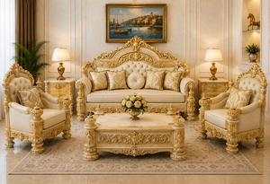 Juego de Sofás de Madera de Teca Tallados a Mano de Estilo Versalles, Colección Palacio de Lujo, Inspirado en la Roma, para Sala de Estar, Reino Unido - Product Image 2