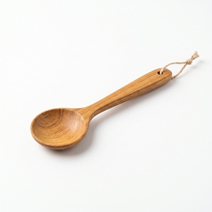Cuillère classique en bois de teck poli de qualité alimentaire avec une grande tête, durable et écologique, réutilisable, 18x4,5 cm - Product Image 1