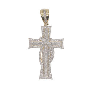 Collier pendentif croix torsadée haut de gamme avec diamant de laboratoire, design de bijoux de mode streetwear - Product Image 1