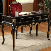 Bureau d'écriture classique de luxe en bois massif, style français antique, pour villa, table de toilette, mobilier sur mesure OEM
