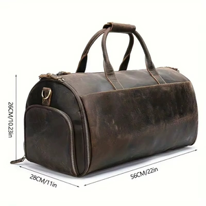 2026 OEM Luxury Fashionable Multi-Functional Large Capacity 21 Canvas Genuine <b>Leather</b> Duffel Travel <b>Bag</b> Organizer Zipper - Product Image 3