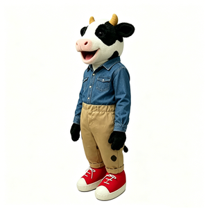 Vaca, marioneta de animal suave, juguete de simulación para niños, muñeco de peluche de vaca de granja, marioneta de mano interactiva - Product Image 2