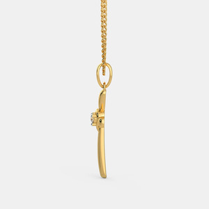 Collar con Colgante de Cruz de Diamante Cultivado en Laboratorio, Redondo, en Oro Amarillo - Product Image 2