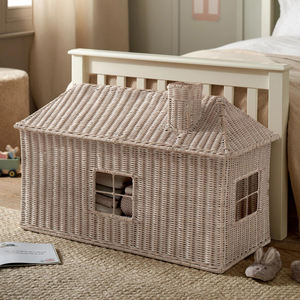 Magnifique coffre de rangement en rotin écologique en forme de maison, avec couvercle, pour jouets d'enfants, décoration de chambre d'enfant multi-usages - Product Image 1