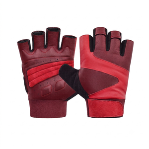 Half Finger Leather Gym <b>Gloves</b> for <b>Weight</b> Lifting Unisex Fitness High Quality Workout <b>Glove</b> with Pull On Closure Brown and Black - Product Image 6