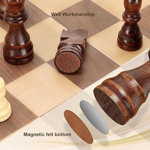 Handcrafted <b>Wooden</b> <b>Chess</b> <b>Set</b> Foldable Storage Box Board With Secure Latches And Custom Fitted Piece Compartments for Family Fun - Product Image 5