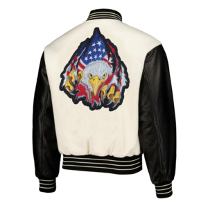 Chaqueta Letterman para Hombre, Bordada con el Logotipo W, Parches de Aves y Serpientes, Estilo HIGH STREET, Ropa de Invierno, Negra y Blanca, Corte Regular, Impermeable - Product Image 4