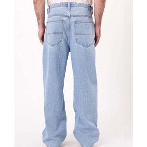 Jean en denim coupe droite délavé pour homme, taille haute, coupe classique, décontracté, 100 % coton, séchage rapide, style hiver - Product Image 3