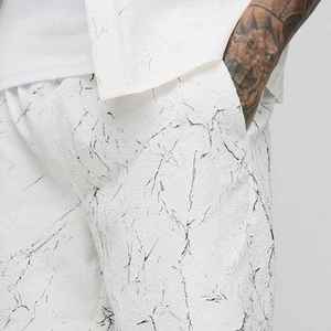 Pantalones Cortos Bermuda Blancos para Hombre con Estampado de Grietas, Bolsillos, Cintura Elástica, Estilo Casual, Tiro Medio, Transpirables, Tipo Boardshorts - Product Image 6