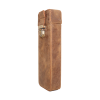 Étui à stylos en cuir vintage personnalisé avec fermeture métallique |   Pochette à crayons faite à la main pour le bureau et l'école