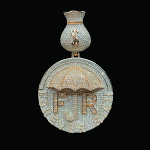 Collar con colgante de letra 'Money Bag' y diamantes engastados, diseño 'Umbrella' de Forever Rich - Product Image 1