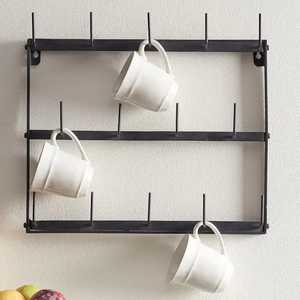 Metal Mug Stand with Curved Hooks Stable Base Hanging White Ceramic Coffee Mugs Embossed Pattern <b>Kitchen</b> Organizer - Product Image 3