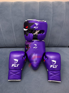 Wholesale New Unique Design Professional Fly Boxing Set Customise High Quality Original Leather Fly Boxing <b>Gloves</b> Head Groin Set - Product Image 1