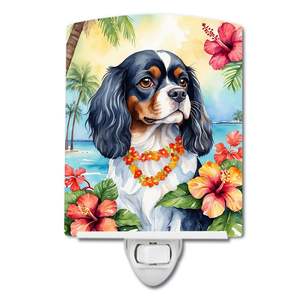 Certifiée UL Cavalier Spaniel Luau Veilleuse en céramique compacte 6x4x3 multicolore pour chambre à coucher salle de bain pépinière couloir cuisine - Product Image 1