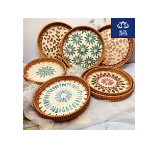 POPULAR PICK Safe Clean Eco Rattan <b>Pearl</b> Tray Pure Shell Inlay Craft Best For Breakfast Serving And Desk Organizing Direct Price - Product Image 1