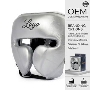 Protège-tête de boxe en cuir PU personnalisé, réglable, portable, avec protection des joues, respirant, casque d'entraînement intégral pour MMA - Product Image 6